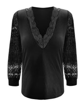 Load image into Gallery viewer, Full Size Lace Detail V-Neck Long Sleeve Blouse
