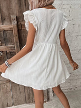 Load image into Gallery viewer, Eyelet Ruffled Cap Sleeve Mini Dress
