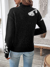 Load image into Gallery viewer, Perfee Flower Mock Neck Long Sleeve Sweater
