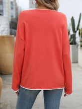 Load image into Gallery viewer, Contrast Trim Round Neck Long Sleeve Sweater
