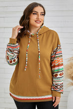 Load image into Gallery viewer, Plus Size Waffle-Knit Geometric Dropped Shoulder Hoodie
