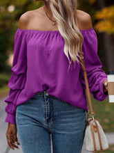 Load image into Gallery viewer, Ruched Off-Shoulder Long Sleeve Blouse

