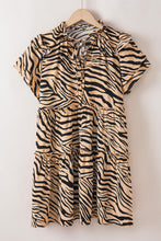 Load image into Gallery viewer, Ruffled Animal Print Tie Neck Mini Dress
