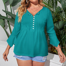 Load image into Gallery viewer, Ti Amo I love you- Exclusive Brand - Persian Green - Women&#39;s Ruffled Petal Sleeve Top
