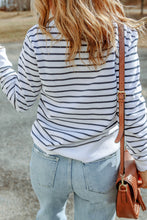 Load image into Gallery viewer, Striped Print Ribbed Trim Long Sleeve Top
