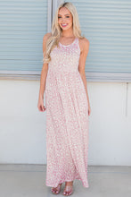 Load image into Gallery viewer, 2 Colors - Leopard Round Neck Sleeveless Maxi Dress
