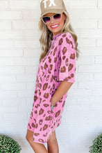 Load image into Gallery viewer, Pink Leopard Mineral Wash Side Pocket Shift Mini Dress
