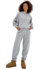 Load image into Gallery viewer, Gray Solid Exposed Seams Hoodie and Joggers Activewear Set
