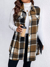 Load image into Gallery viewer, Honey Plus Size Pocketed Plaid Button Up Vest Coat

