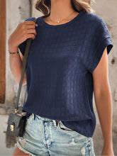 Load image into Gallery viewer, Textured Round Neck Short Sleeve Top
