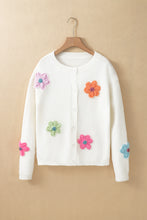 Load image into Gallery viewer, Pink Cute Knitted Floral Pattern Button Up Cardigan
