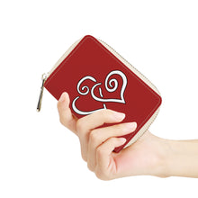 Load image into Gallery viewer, Ti Amo I love you - Exclusive Brand - Mexican Red - Double White Heart - PU Leather - Zipper Card Holder
