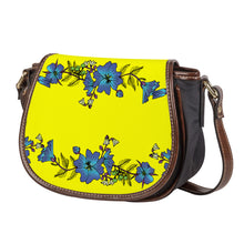 Load image into Gallery viewer, Ti Amo I love you - Exclusive Brand - Yellow - Blue Floral - Saddle Bag
