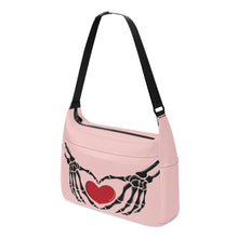 Load image into Gallery viewer, Ti Amo I love you - Exclusive Brand - Rose Quartz - Skeleton Heart Hands  -  Journey Computer Shoulder Bag
