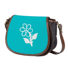 Load image into Gallery viewer, Ti Amo I love you - Exclusive Brand  - Vivid Cyan (Robin&#39;s Egg Blue) - White Daisy - Saddle Bag
