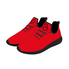 Load image into Gallery viewer, Ti Amo I love you - Exclusive Brand - Ferrari Red - Double Black Heart - Lightweight Mesh Knit Sneakers - Black Soles
