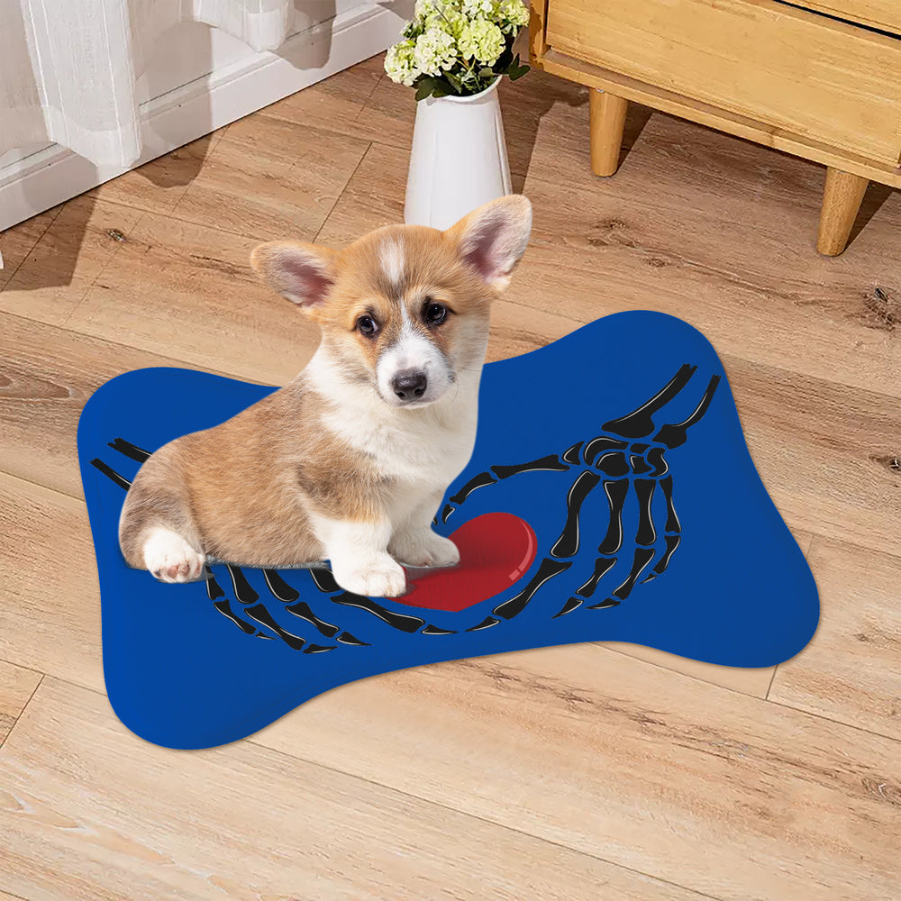 Ti Amo I love you - Exclusive Brand - Dark Blue - Skeleton Hands with Heart  - Big Paws Pet Rug