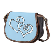 Load image into Gallery viewer, Ti Amo I love you - Exclusive Brand - Regent St Blue - Double White Heart - Saddle Bag
