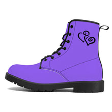 Load image into Gallery viewer, Ti Amo I love you - Exclusive Brand - Heliotrope 3 - Double Black Heart - Synthetic Leather Boots
