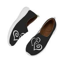 Load image into Gallery viewer, Ti Amo I love you - Exclusive Brand - Tuatara - Double White Heart - Women&#39;s Casual Slip On Shoe
