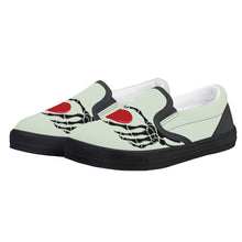 Load image into Gallery viewer, Ti Amo I love you - Exclusive Brand - Periglacial Blue  - Skeleton Hands with Heart - Kids Slip-on shoes - Black Soles
