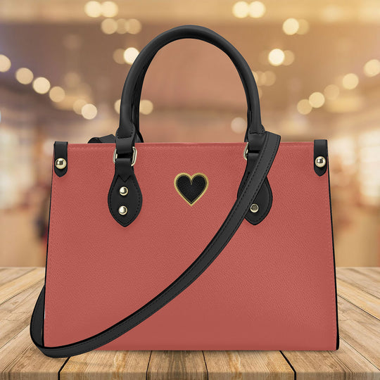 Ti Amo I love you - Exclusive Brand - Desert Coral - Luxury Women PU Tote Bag - Black Straps