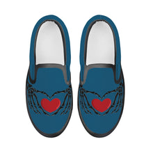 Load image into Gallery viewer, Ti Amo I love you - Exclusive Brand - Blumine - Skeleton Hands with Heart - Kids Slip-on shoes - Black Soles
