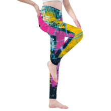 Load image into Gallery viewer, Ti Amo I love you - Exclusive Brand - Deep Sea Green with Hollywood Cerise &amp; Galliano Stripes - Yoga Leggings
