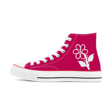 Load image into Gallery viewer, Ti Amo I love you - Exclusive Brand - Lipstick 2 - White Daisy - High Top Canvas Shoes - White  Soles
