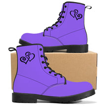 Load image into Gallery viewer, Ti Amo I love you - Exclusive Brand - Heliotrope 3 - Double Black Heart - Synthetic Leather Boots
