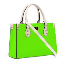 Load image into Gallery viewer, Ti Amo I love you - Exclusive Brand - Bright Green - Luxury Womens PU Tote Bag - Cream Straps
