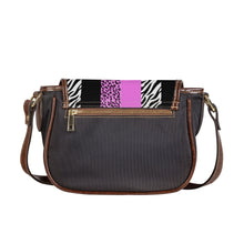 Load image into Gallery viewer, Ti Amo I love you - Exclusive Brand -Deep Lavender Magenta &amp; Zebra Stripes - Saddle Bag
