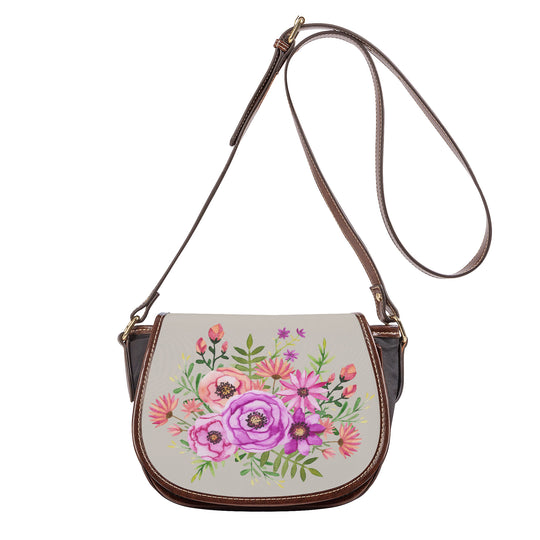 Ti Amo I love you - Exclusive Brand - Swirl - Pink Floral -  Saddle Bag