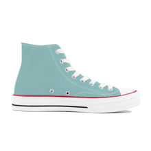 Load image into Gallery viewer, Ti Amo I love you - Exclusive Brand - Shadow Green 2 - White Daisy - High Top Canvas Shoes - White Soles
