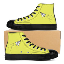 Load image into Gallery viewer, Ti Amo I love you - Exclusive Brand - Sandy Yellow - Paper Airplane - High Top Canvas Shoes - Black Soles
