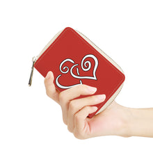 Load image into Gallery viewer, Ti Amo I love you - Exclusive Brand - Luminous Red  - Double White Heart - PU Leather - Zipper Card Holder
