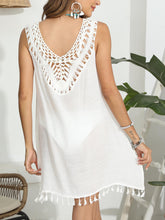 Load image into Gallery viewer, Tassel Scoop Neck Wide Strap Cover-Up
