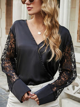 Load image into Gallery viewer, Surplice Lace Long Sleeve Blouse
