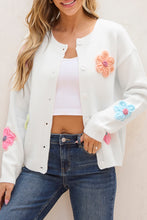 Load image into Gallery viewer, Pink Cute Knitted Floral Pattern Button Up Cardigan
