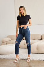 Load image into Gallery viewer, RFM Crop Dylan Plus Size Tummy Control Distressed High Waist Raw Hem Jeans
