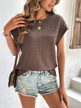 Load image into Gallery viewer, Textured Round Neck Short Sleeve Top
