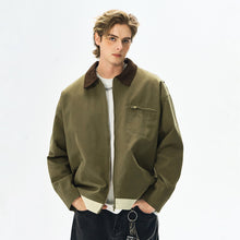 Load image into Gallery viewer, Mens Contrast Color Washed Polo Collar Jacket
