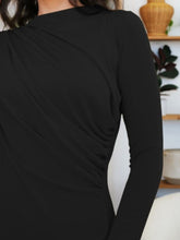 Load image into Gallery viewer, Ruched Mock Neck Long Sleeve T-Shirt
