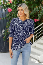 Load image into Gallery viewer, Polka Dot Round Neck Lantern Sleeve Blouse
