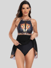 Load image into Gallery viewer, Cutout Printed Grecian Neck One-Piece Swimwear
