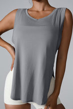 Load image into Gallery viewer, Slit Round Neck Active Tank
