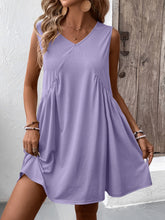 Load image into Gallery viewer, Ruched V-Neck Sleeveless Mini Dress
