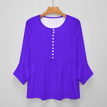 Load image into Gallery viewer, Ti Amo I love you - Exclusive Brand - Dark Purple - Women&#39;s Ruffled Petal Sleeve Top
