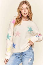Load image into Gallery viewer, ADORA Stars Pattern Round Neck Drop Shoulder Sweater
