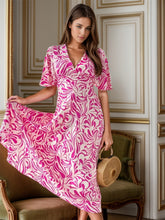 Load image into Gallery viewer, Printed Surplice Half Sleeve Midi Dress
